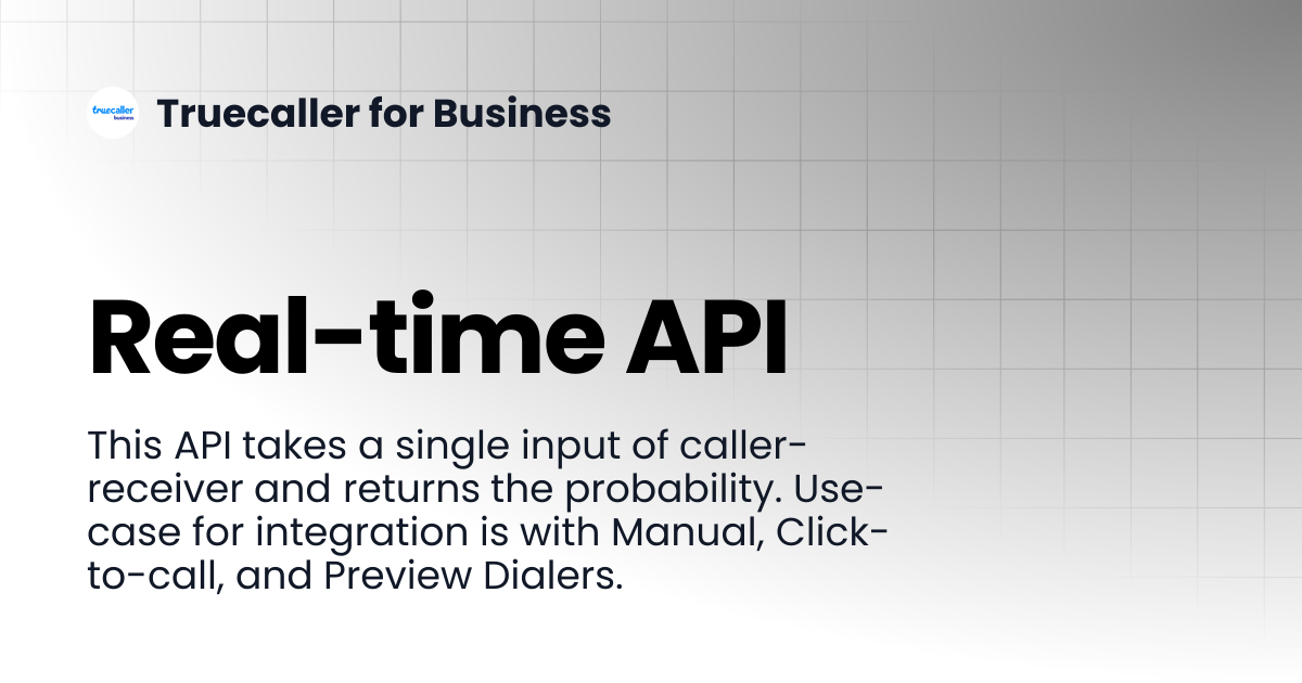 Real-time API | Dialing Intelligence | Truecaller for Business